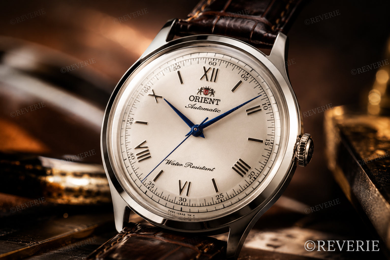 Orient Mens Vintage Automatic 38mm - Automatisk - Silver - Herrklocka - Läder - Härdat mineralglas