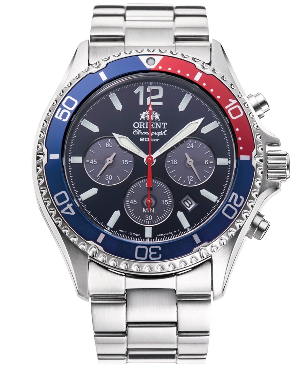 Orient Sports Mako Solar Chronograph RA-TX0201L - Quartz - Silver - Herrklocka - Rostfri stål - Safir