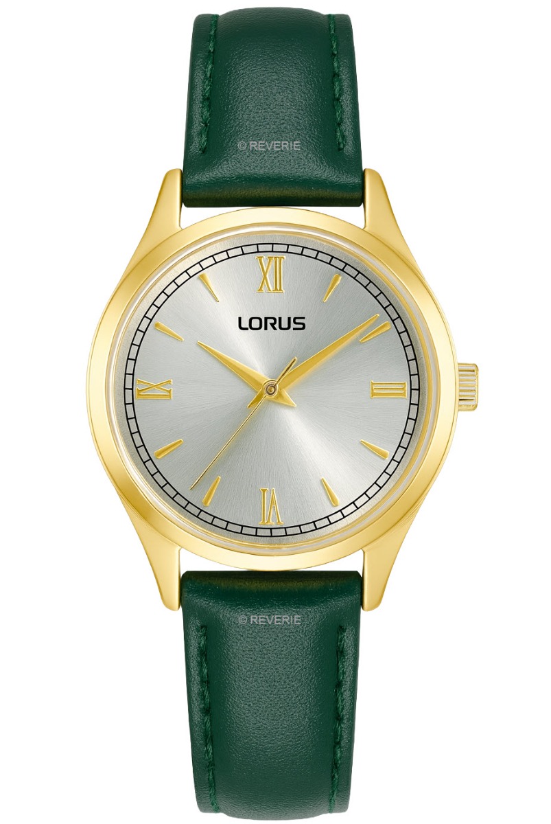 Lorus Ladies Golden Classic Petite Green 26mm - Quartz - Guld - Damklocka - Läder - Härdat mineralglas