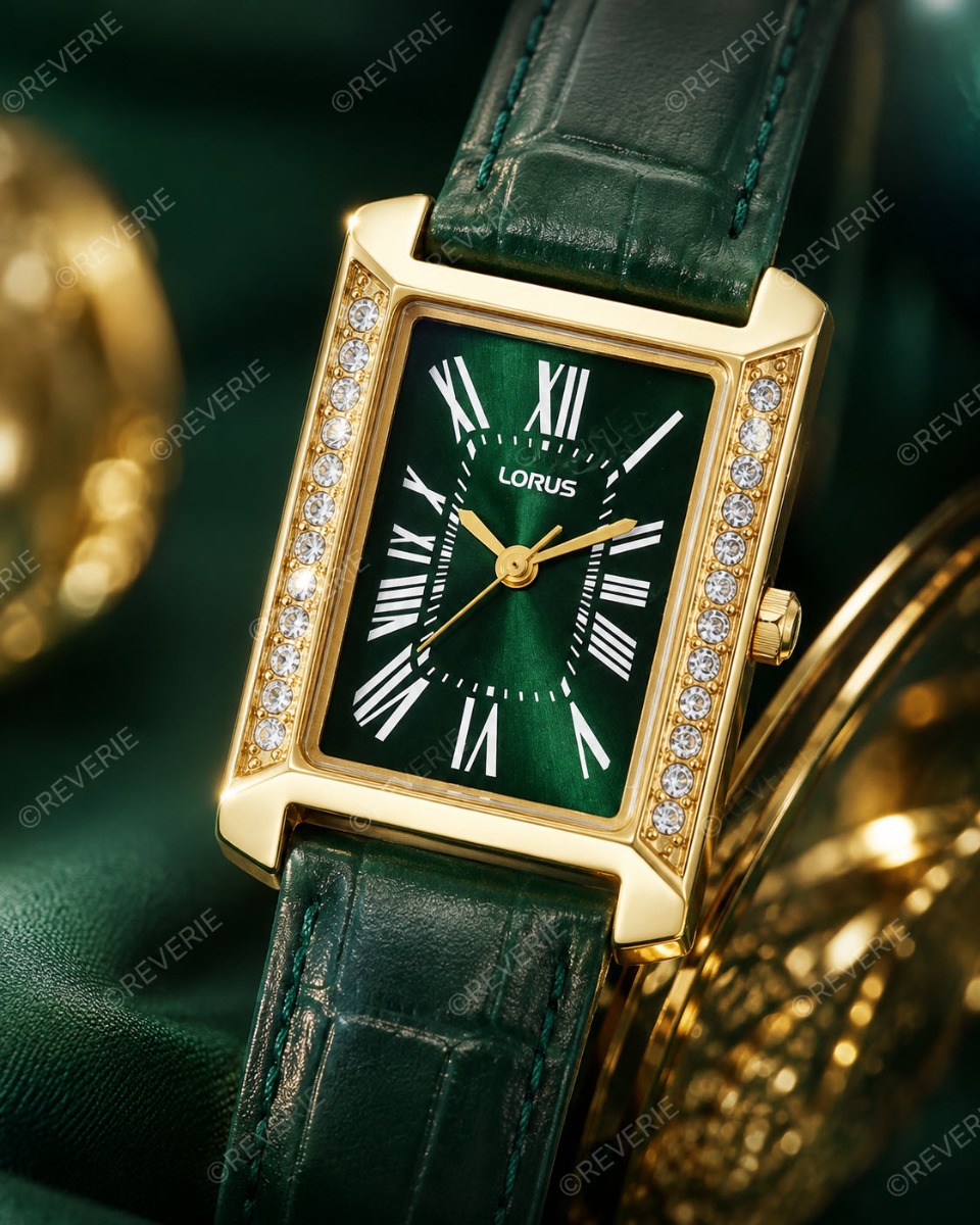 Lorus Ladies Golden Green Leather 22mm - Quartz - Guld - Damklocka - Läder - Härdat mineralglas