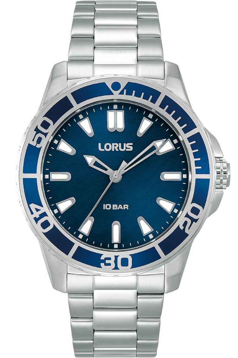 Lorus Ladies Blue 100m Steel 34mm - Quartz - Silver - Damklocka - Rostfri stål - Härdat mineralglas