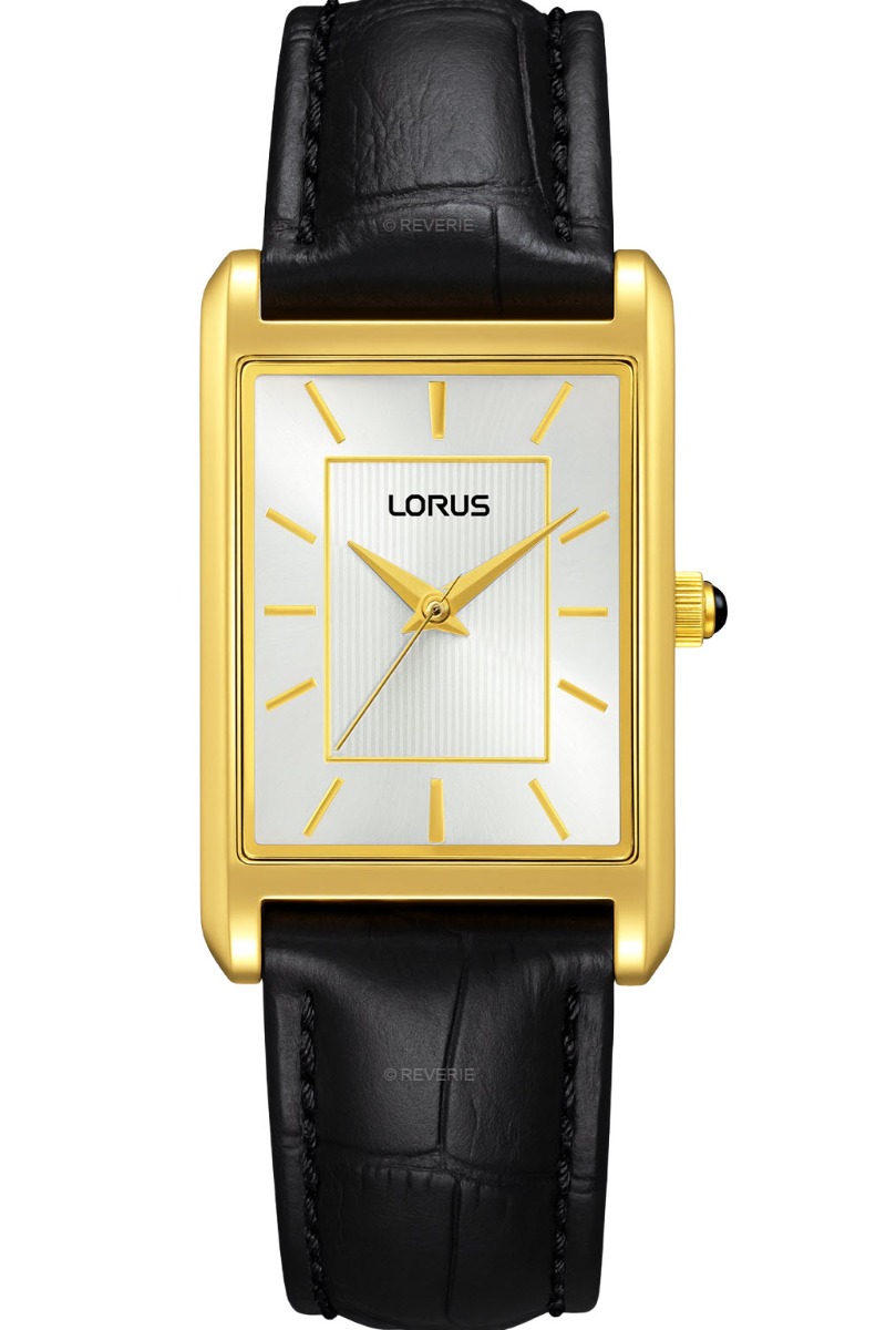 Lorus Ladies Golden Rectangular 22mm - Quartz - Guld - Damklocka - Läder - Härdat mineralglas