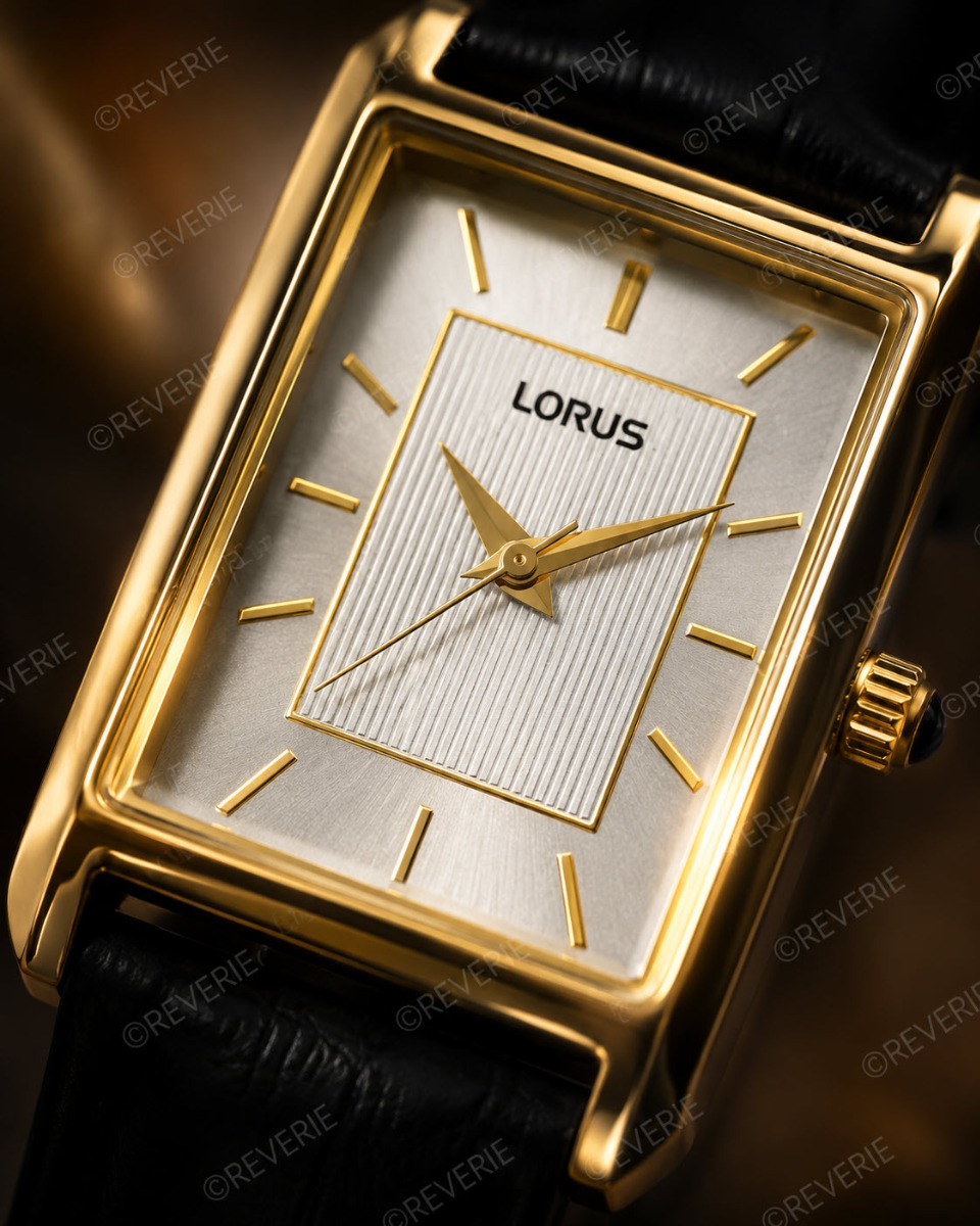 Lorus damklocka med guldfärgad rektangulär boett 22mm - Quartz - Guld - Damklocka - Läder - Härdat mineralglas