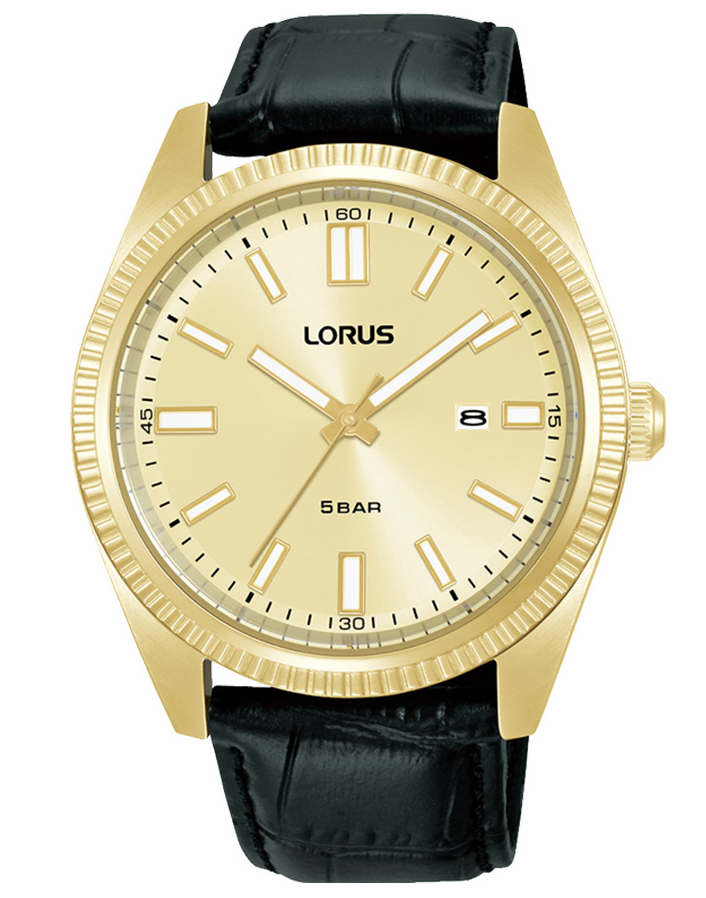 Lorus Mens Classic RH976QX9 - Quartz - Guld - Herrklocka - Läder - Härdat mineralglas