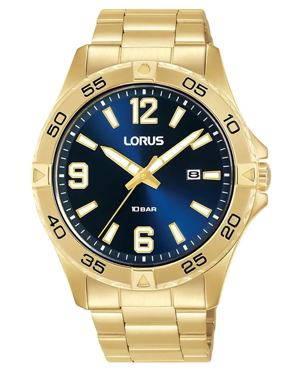 Lorus Sports Mens RH990QX9 - Quartz - Guld - Herrklocka - Rostfri stål - Härdat mineralglas