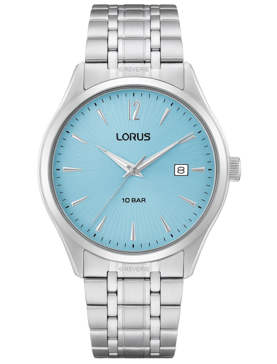 Lorus Mens 100m Classic Light Blue Steel 41mm - Quartz - Silver - Herrklocka - Rostfri stål - Härdat mineralglas