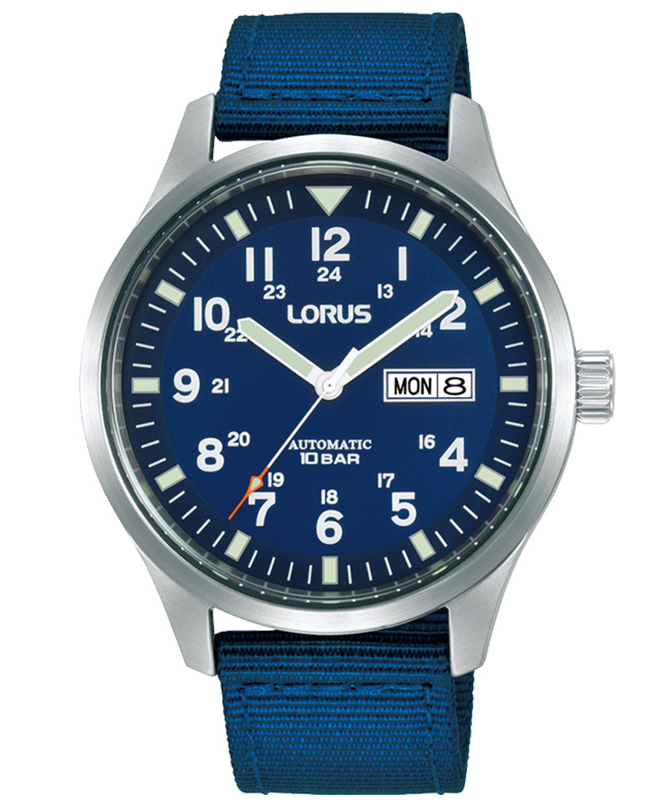 Lorus Mens Automatic RL409BX9 - Automatisk - Silver - Herrklocka - Textil - Härdat mineralglas