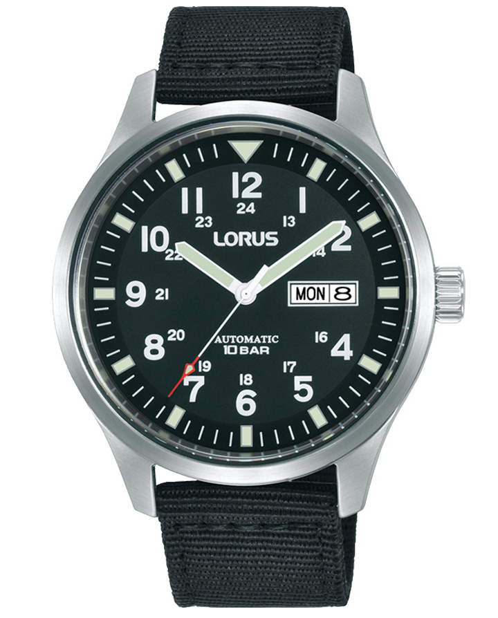 Lorus Mens Automatic RL411BX9 - Automatisk - Silver - Herrklocka - Textil - Härdat mineralglas