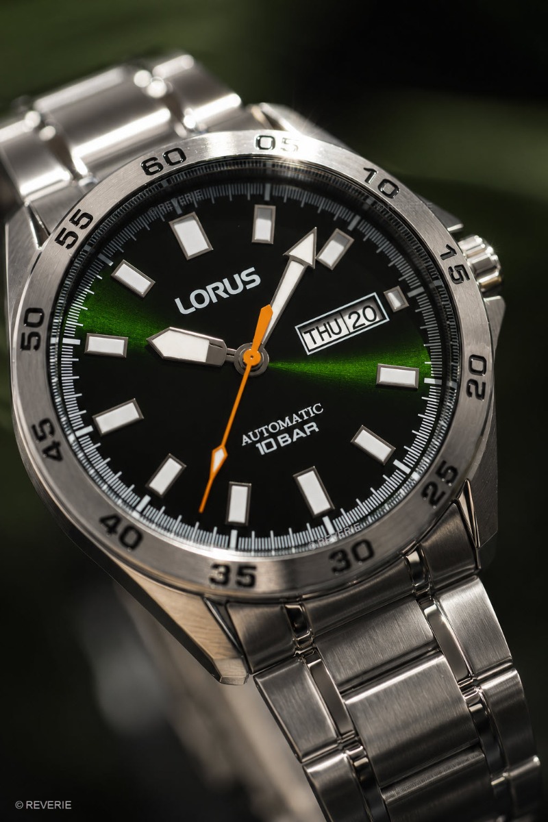 Lorus Mens Automatic Green Steel 43mm - Automatisk - Silver - Herrklocka - Rostfri stål - Härdat mineralglas