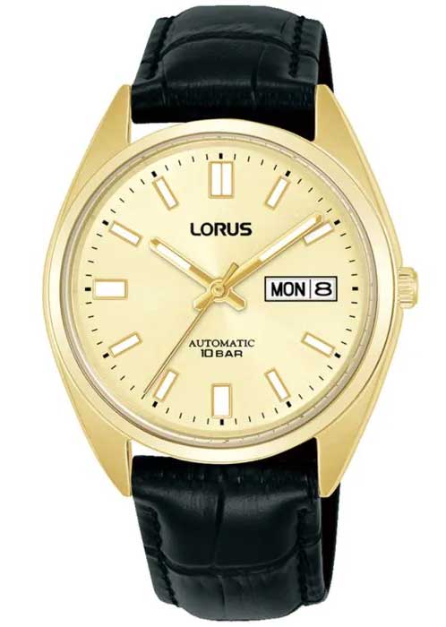 Lorus Mens Automatic RL436CX9 - Automatisk - Guld - Herrklocka - Läder - Härdat mineralglas