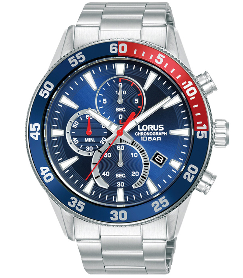 Lorus Mens Chronograph RM325JX9 - Quartz - Silver - Herrklocka - Rostfri stål - Härdat mineralglas