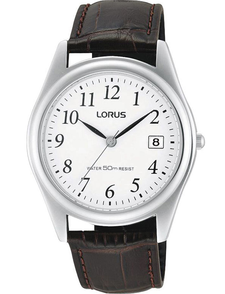 Lorus Mens RS965BX9 - Quartz - Silver - Herrklocka - Läder - Härdat mineralglas