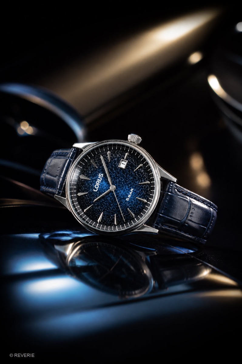 Lorus Mens Blue Classic Leather 40mm - Quartz - Silver - Herrklocka - Läder - Härdat mineralglas