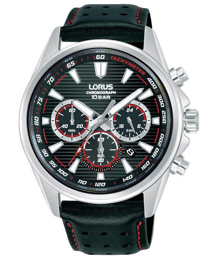 Lorus Mens Sports RT325LX9 - Quartz - Silver - Herrklocka - Läder - Härdat mineralglas