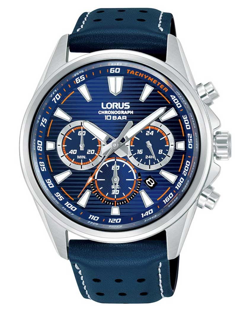 Lorus Mens Sports RT327LX9 - Quartz - Silver - Herrklocka - Läder - Härdat mineralglas