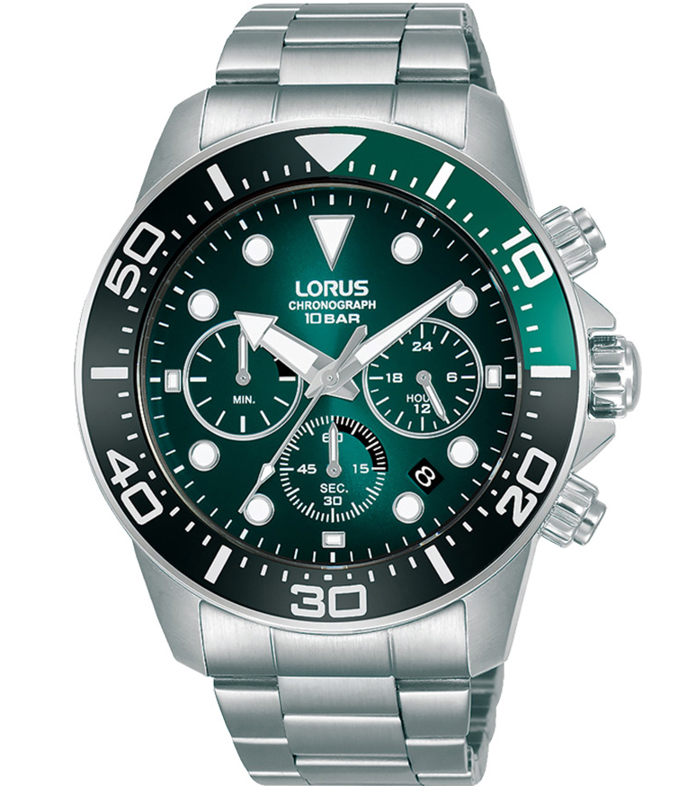 Lorus Mens Chronograph RT341JX9 - Quartz - Silver - Herrklocka - Rostfri stål - Härdat mineralglas
