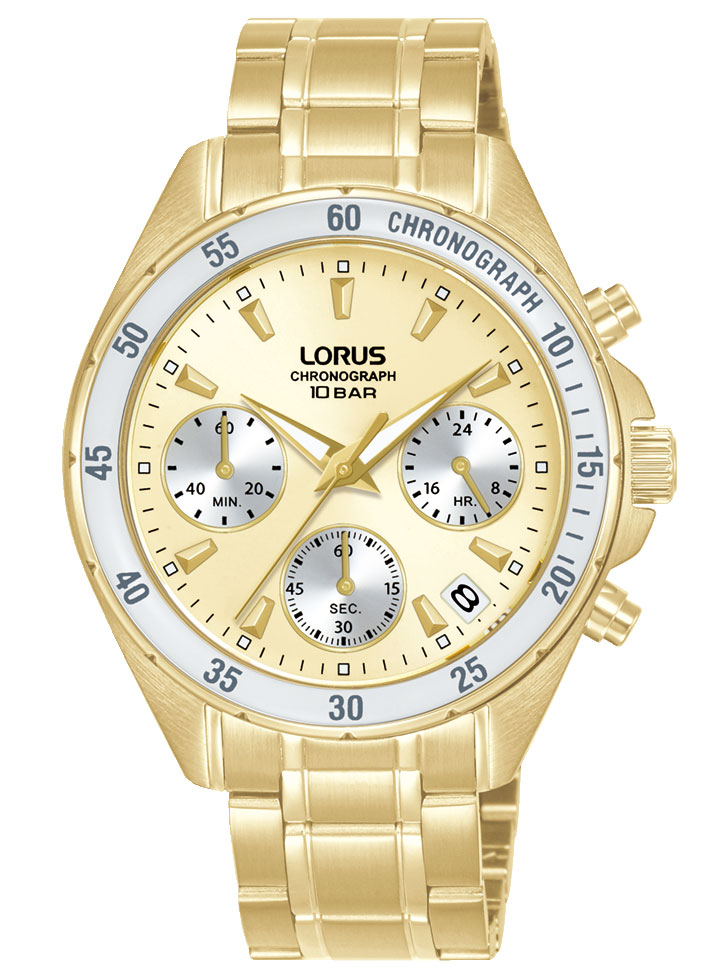 Lorus Ladies Chronograph RT362LX9 - Quartz - Guld - Damklocka - Rostfri stål - Härdat mineralglas