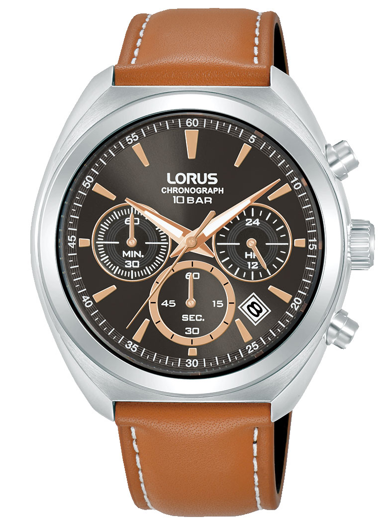 Lorus Mens Sports RT387KX9 - Quartz - Silver - Herrklocka - Läder - Härdat mineralglas