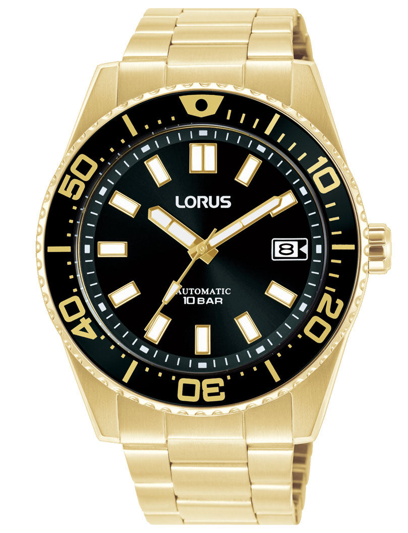 Lorus Mens Sports Automatic RU430AX9 - Quartz - Guld - Herrklocka - Rostfri stål - Härdat mineralglas