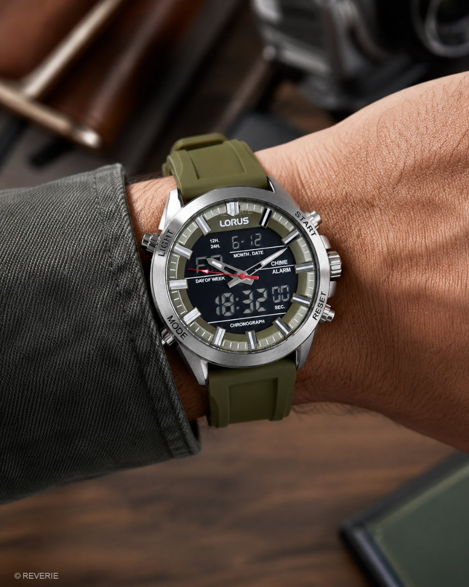 Lorus Mens Analog Digital Sport 45mm - Quartz - Silver - Herrklocka - Gummi - Härdat mineralglas