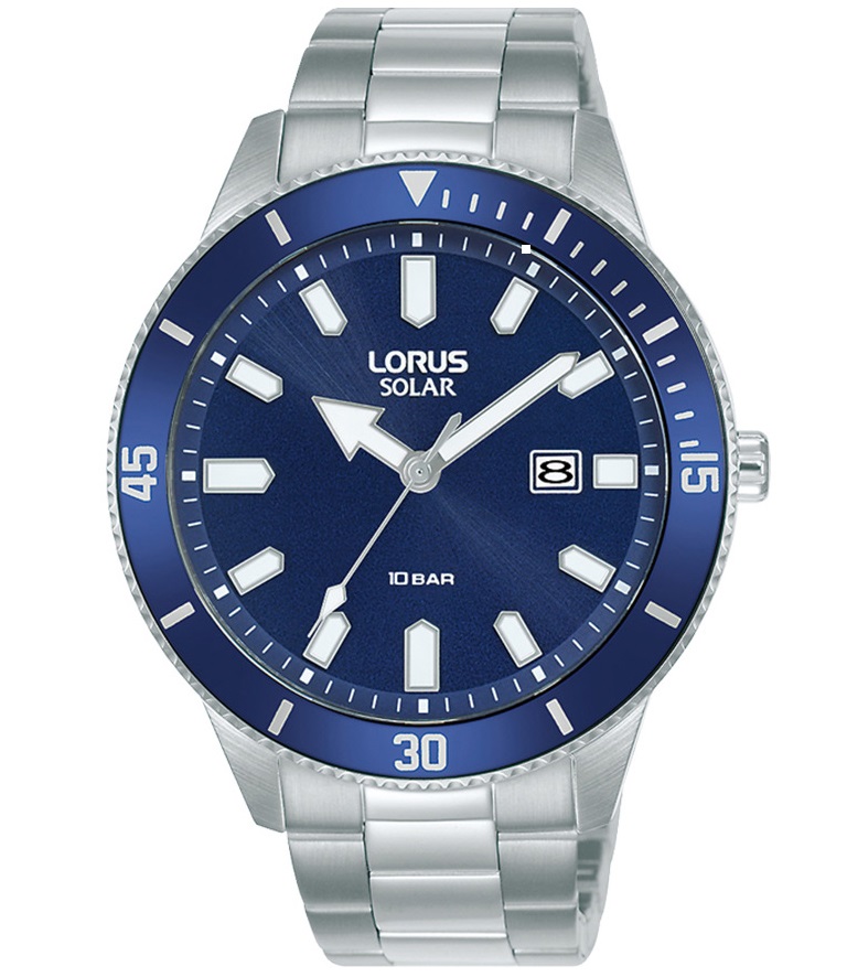 Lorus Mens Solar RX313AX9 - Quartz - Silver - Herrklocka - Rostfri stål - Härdat mineralglas