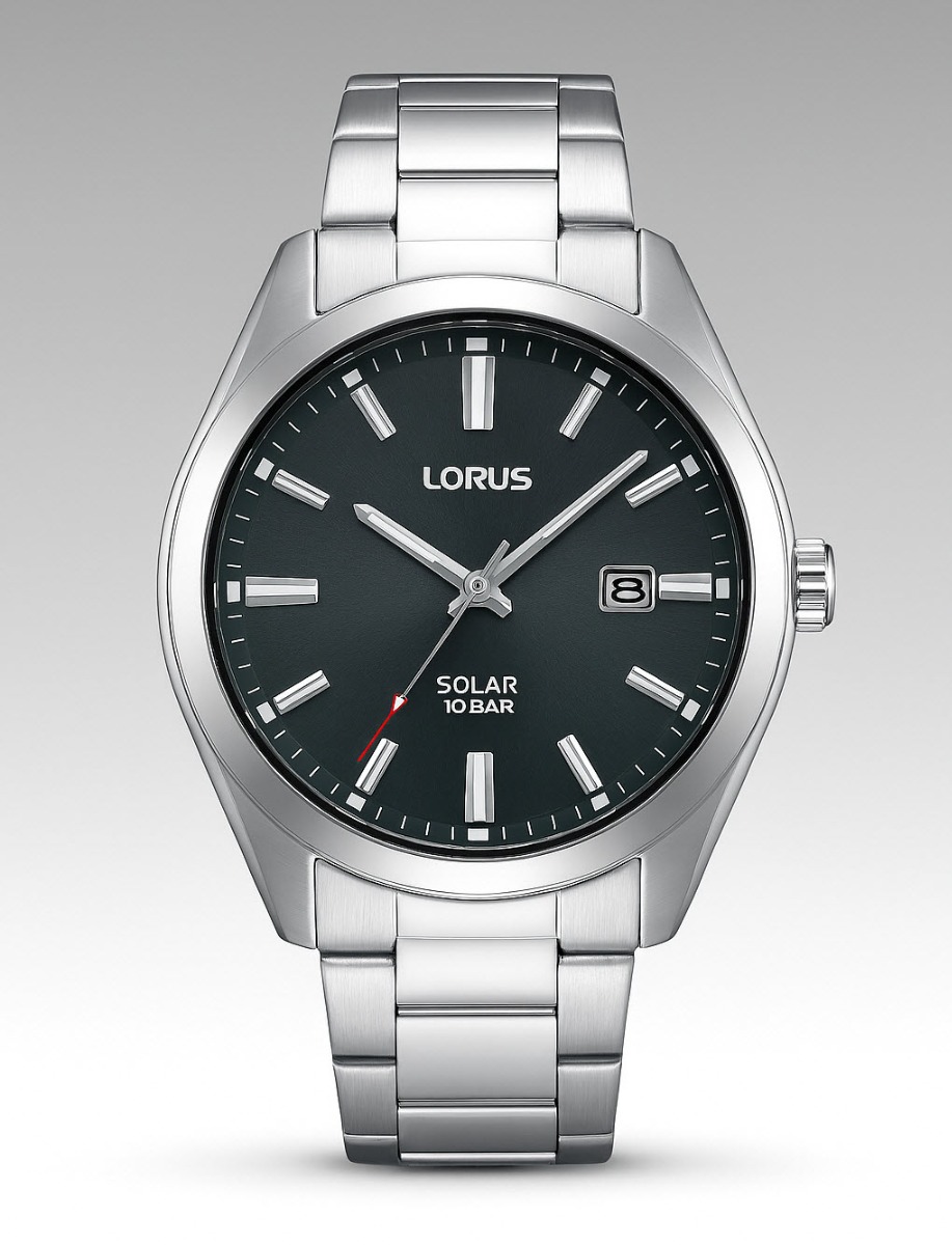 Lorus Solar 100m Mens Classic - Quartz - Silver - Herrklocka - Rostfri stål - Härdat mineralglas