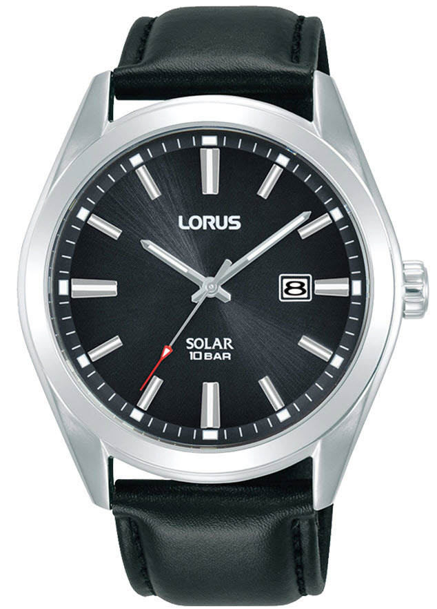 Lorus Solar 100m Classic Mens RX339AX9 - Quartz - Silver - Herrklocka - Läder - Härdat mineralglas