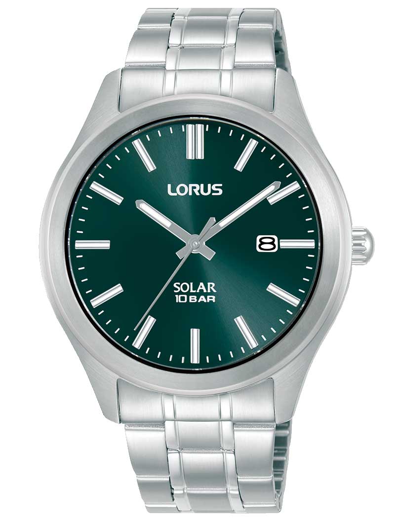 Lorus Mens Classic Solar Quartz RX391AX9 - Quartz - Silver - Herrklocka - Rostfri stål - Härdat mineralglas