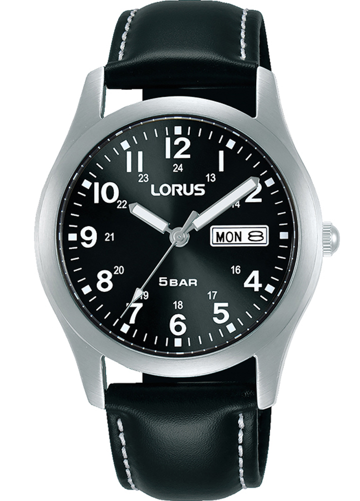 Lorus Mens RXN79DX9 - Quartz - Silver - Herrklocka - Läder - Härdat mineralglas