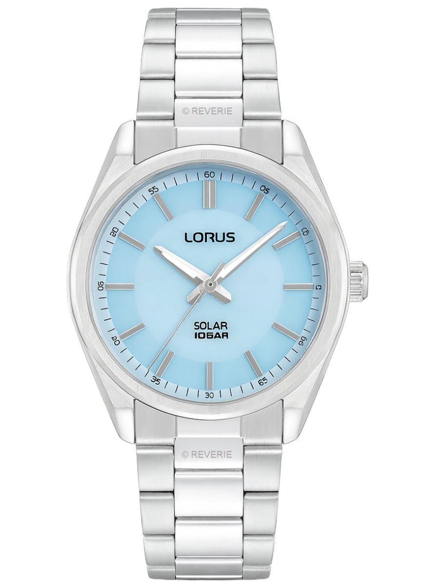 Lorus Solar 100m Silver Blue Petite 31mm - Quartz - Silver - Damklocka - Rostfri stål - Härdat mineralglas