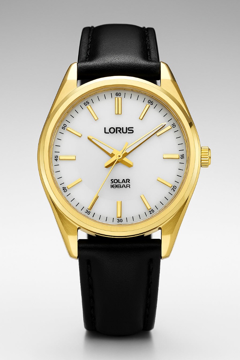 Lorus Solar Ladies 100m Water Resistant - Quartz - Guld - Damklocka - Läder - Härdat mineralglas