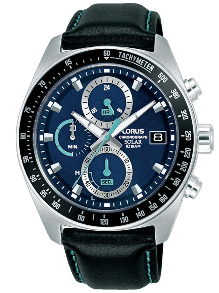 Lorus Mens Sports RZ623AX9 - Quartz - Silver - Herrklocka - Läder - Härdat mineralglas
