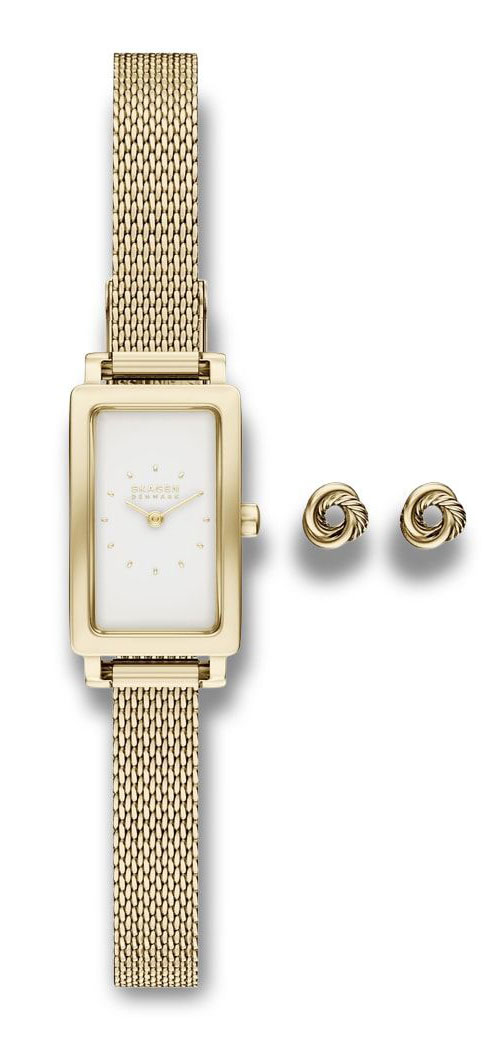 Skagen Hagen Micro Set SKW1158SET - Quartz - Guld - Damklocka - Mesh - Härdat mineralglas