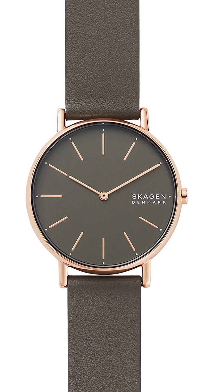 I grått och rödguld - Skagen Signatur SKW2794 - Quartz - Rött guld - Damklocka - Läder - Härdat mineralglas