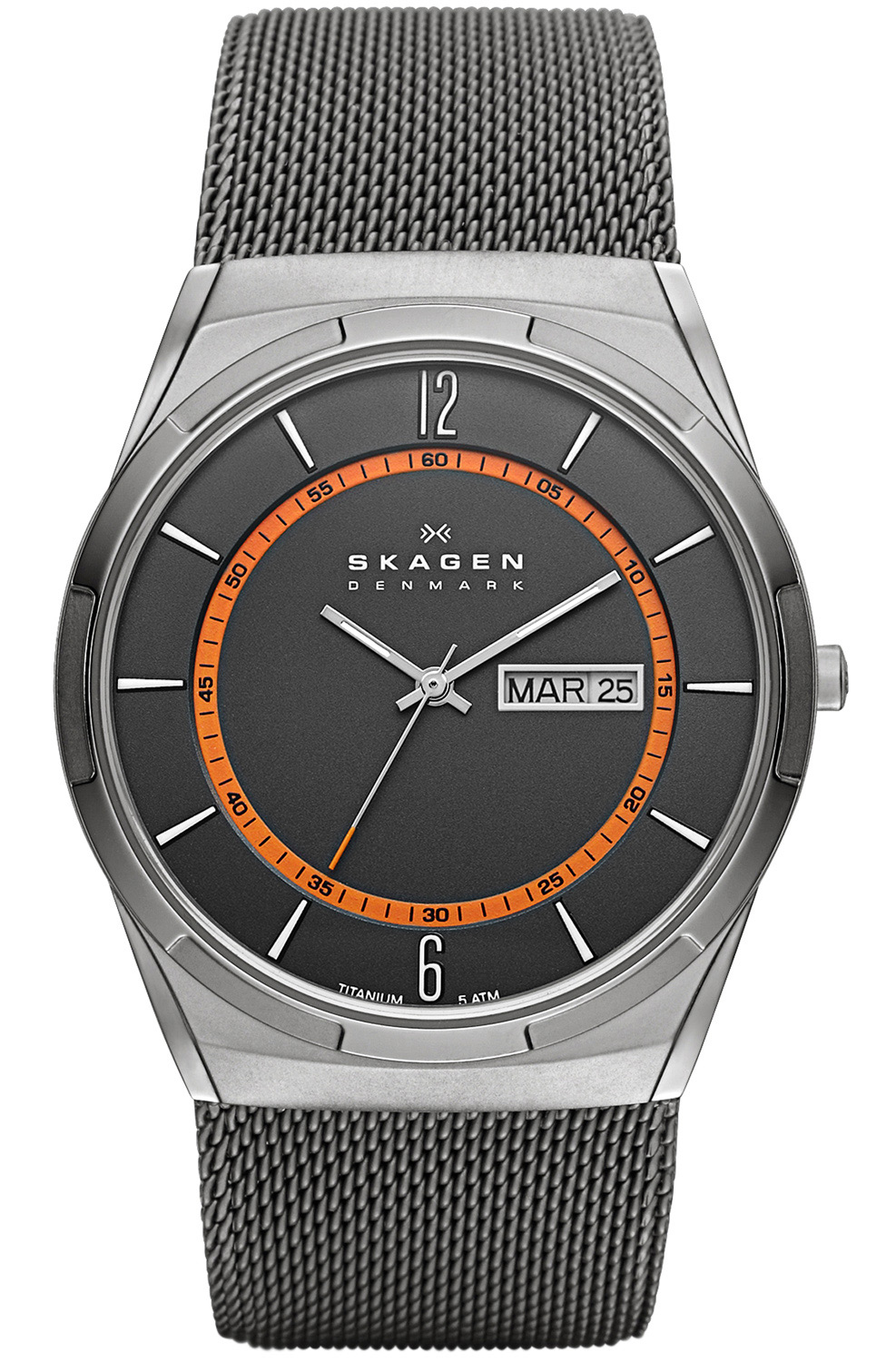 Herrur med titanboett - Skagen Aktiv Titanium Mesh SKW6007 - Quartz - Gunmetal Silver - Herrklocka - Rostfri stål - Härdat mineralglas
