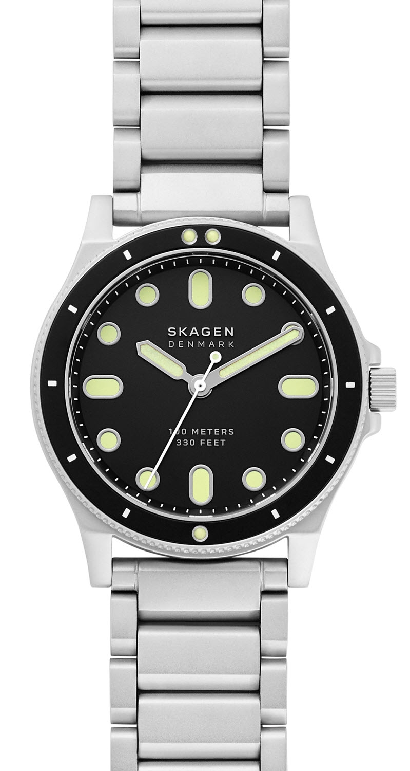 Symbolisk klocka med självlysande beläggning - Skagen Fisk SKW6666 - Quartz - Silver - Herrklocka - Rostfri stål - Härdat mineralglas