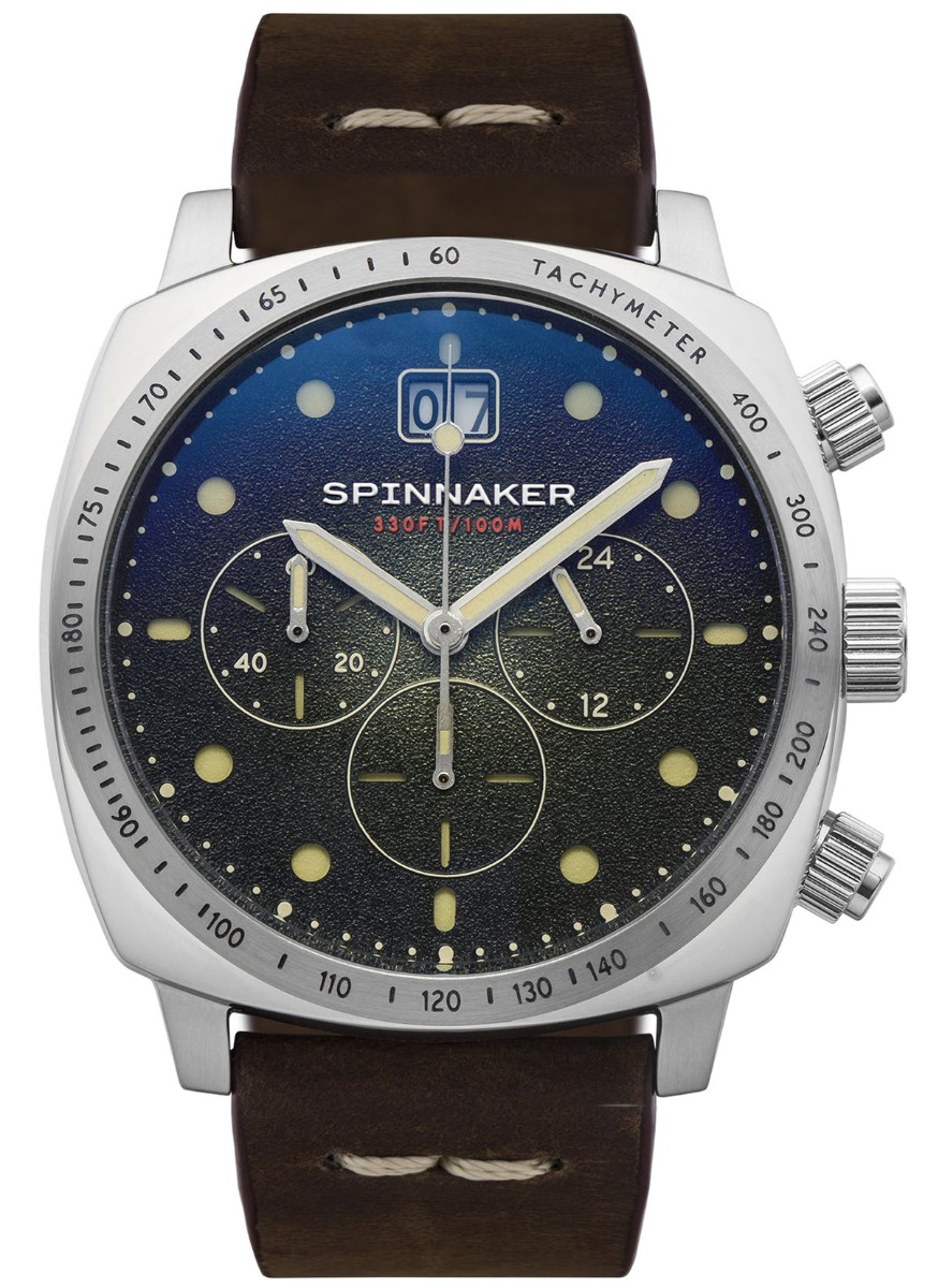 Spinnaker Hull Chronograph Pine Green SP-5068-02 - Quartz - Silver - Herrklocka - Läder - Härdat mineralglas