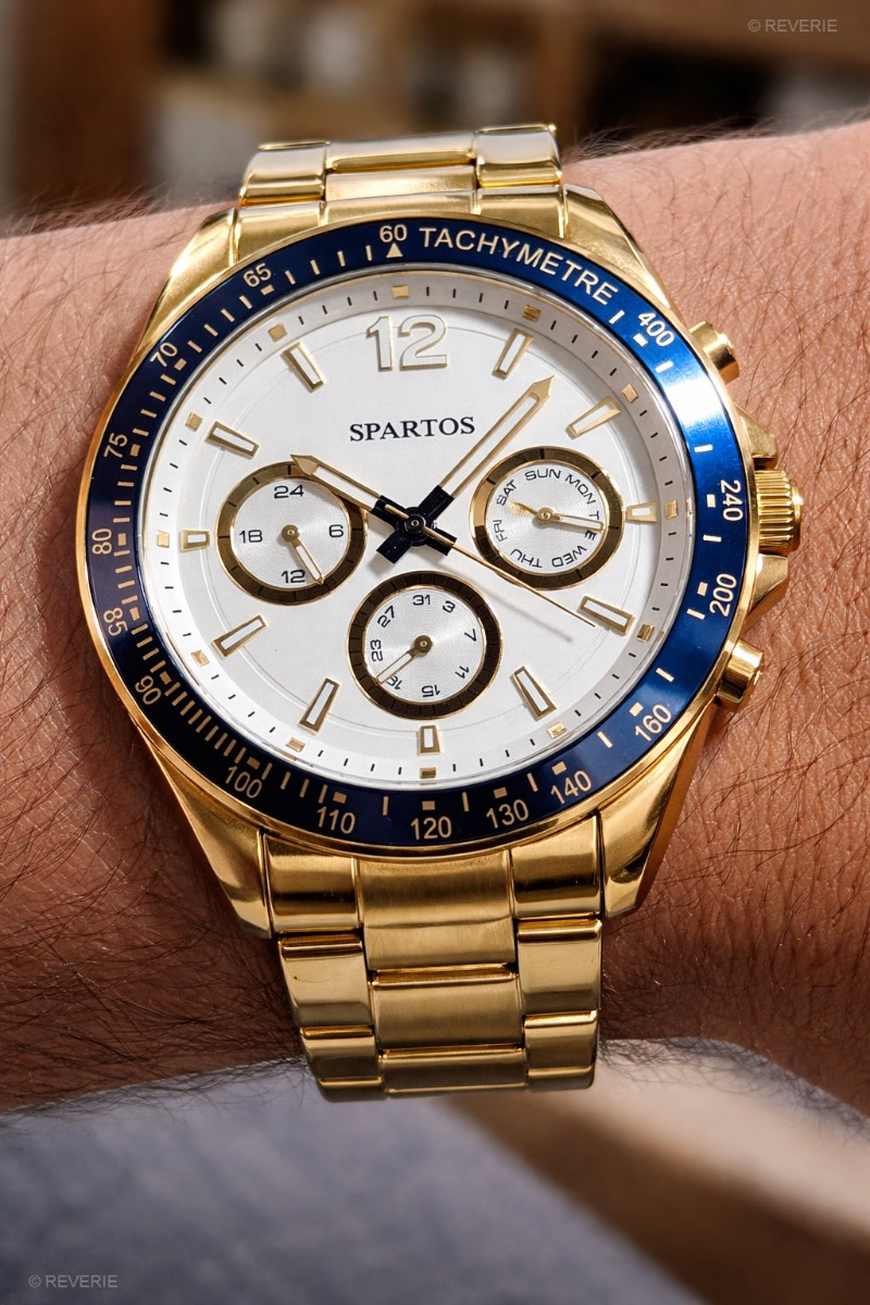 Herrur med guldarmband - Spartos Classic SPW007601 - Quartz - Blå Guld - Herrklocka - Rostfri stål - Härdat mineralglas