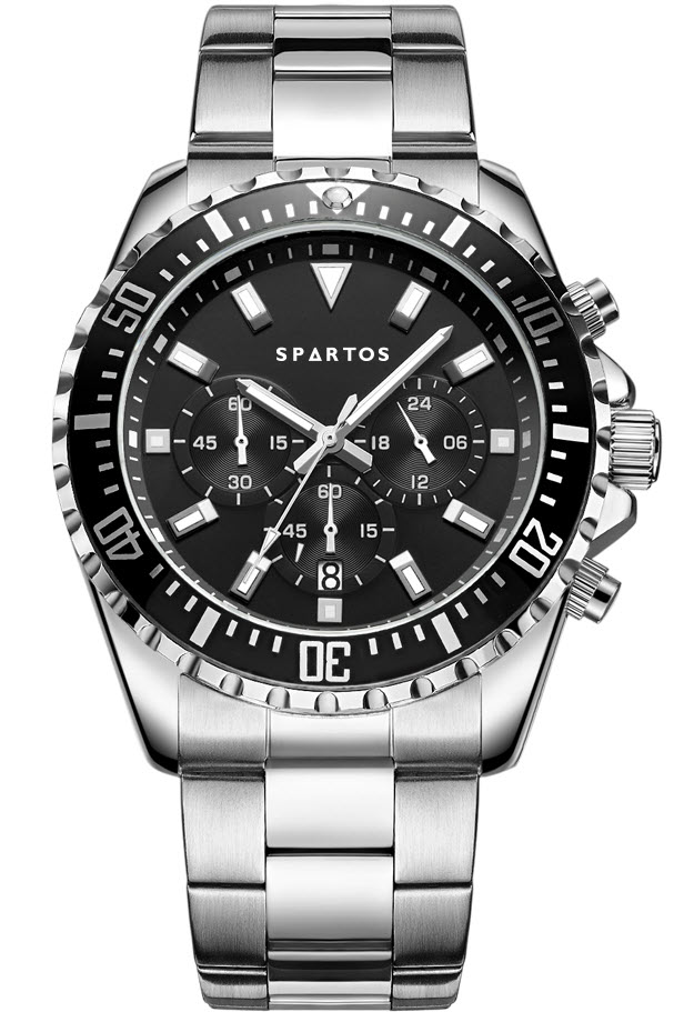Spartos Classic Sapphire Chronograph SPW7701 - Quartz - Silver - Herrklocka - Rostfri stål - Safir