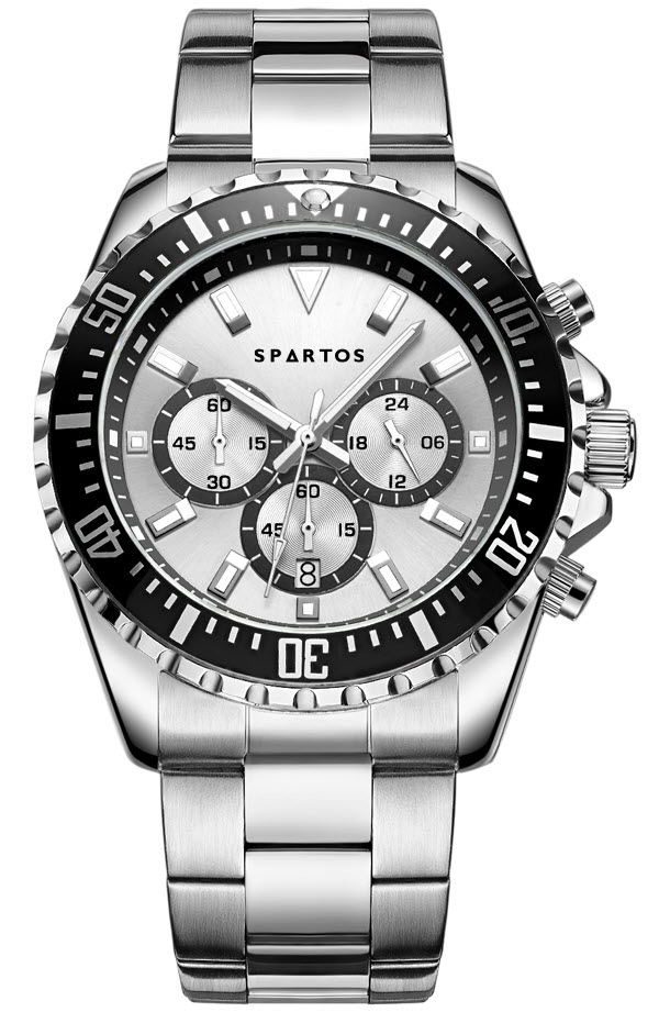 Spartos Classic Sapphire Chronograph SPW7702 - Quartz - Silver - Herrklocka - Rostfri stål - Safir