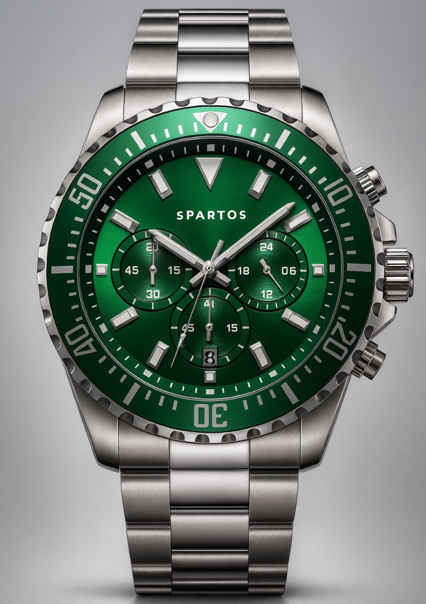 Spartos Classic Sapphire Chronograph SPW7703 - Quartz - Silver - Herrklocka - Rostfri stål - Safir