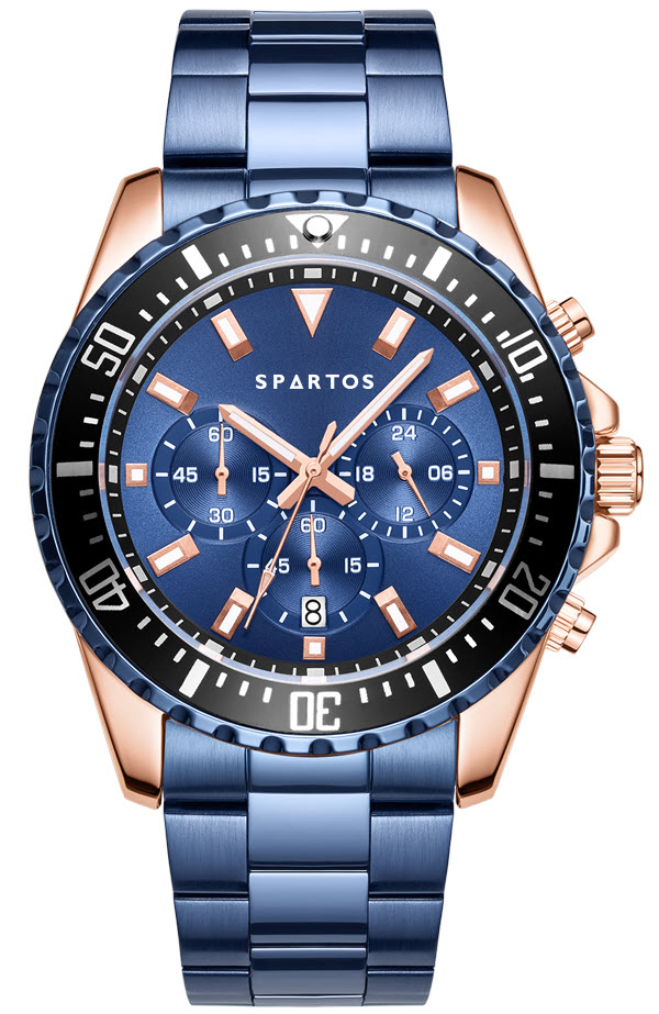 Spartos Classic Sapphire Chronograph SPW7705 - Quartz - Rött guld - Herrklocka - Rostfri stål - Safir