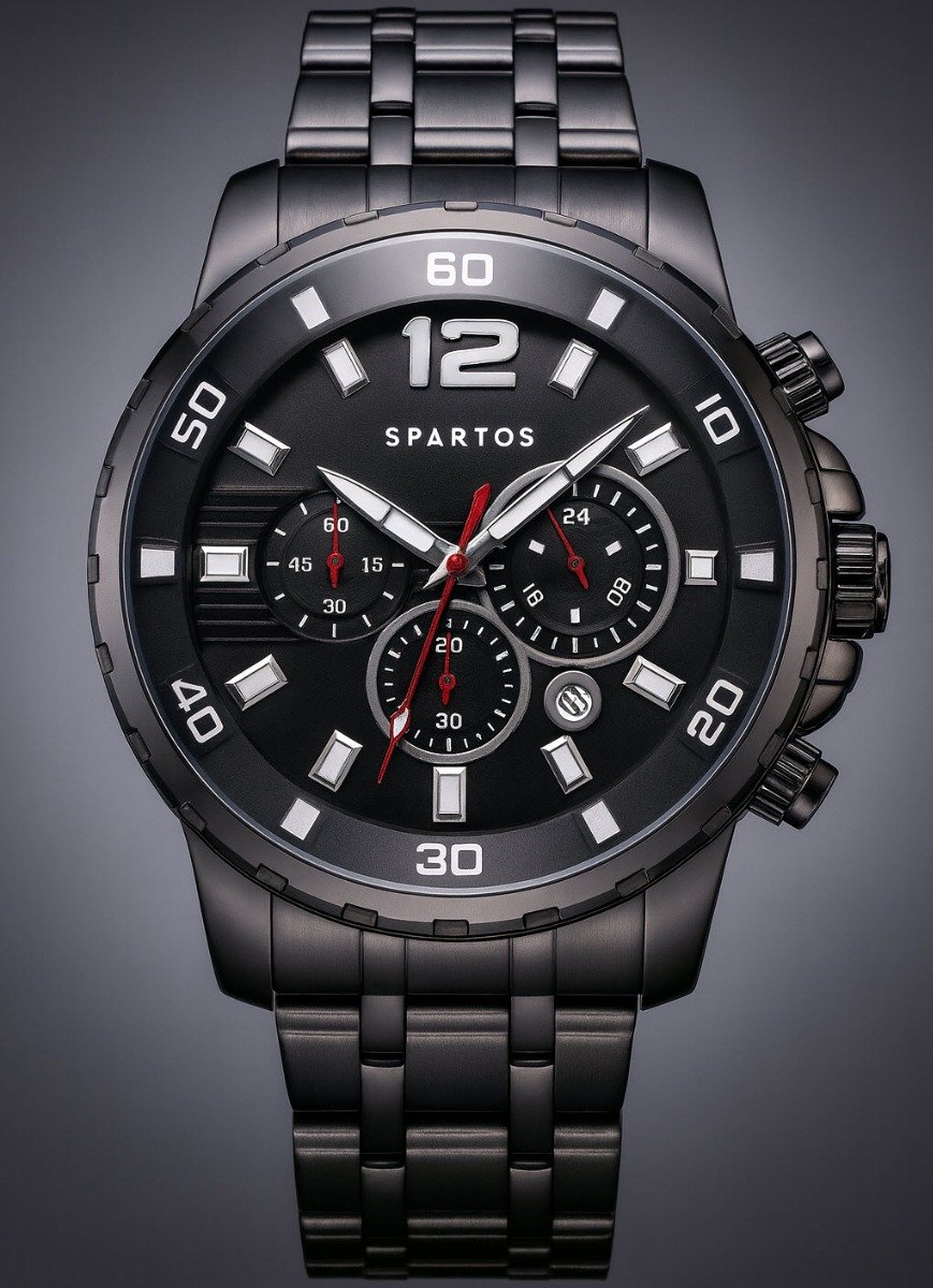 Spartos FX Sapphire Chronograph SPW7802 - Quartz - Svart - Herrklocka - Rostfri stål - Safir