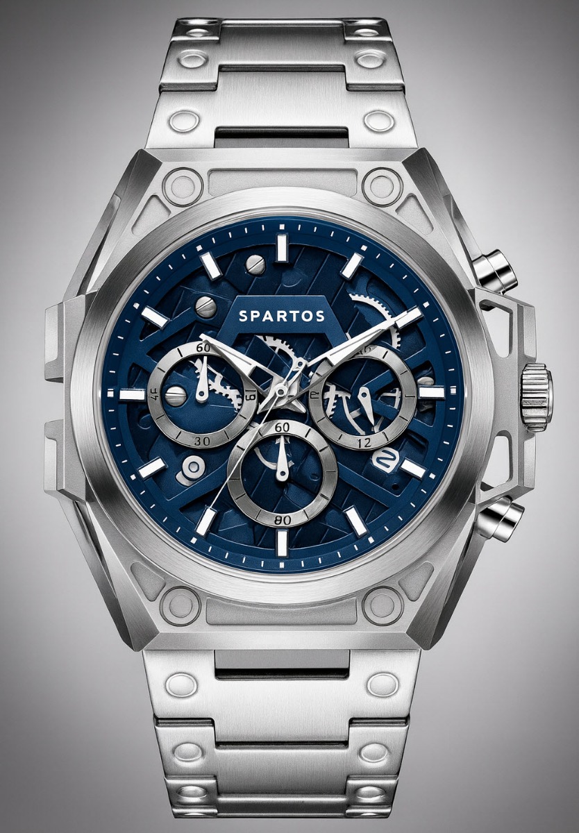Spartos FX Skeleton Sapphire Chronograph SPW7901 - Quartz - Silver - Herrklocka - Rostfri stål - Safir