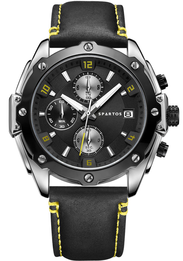 Spartos FX Guardian Sapphire Chronograph SPW8004 - Quartz - Silver - Herrklocka - Läder - Safir
