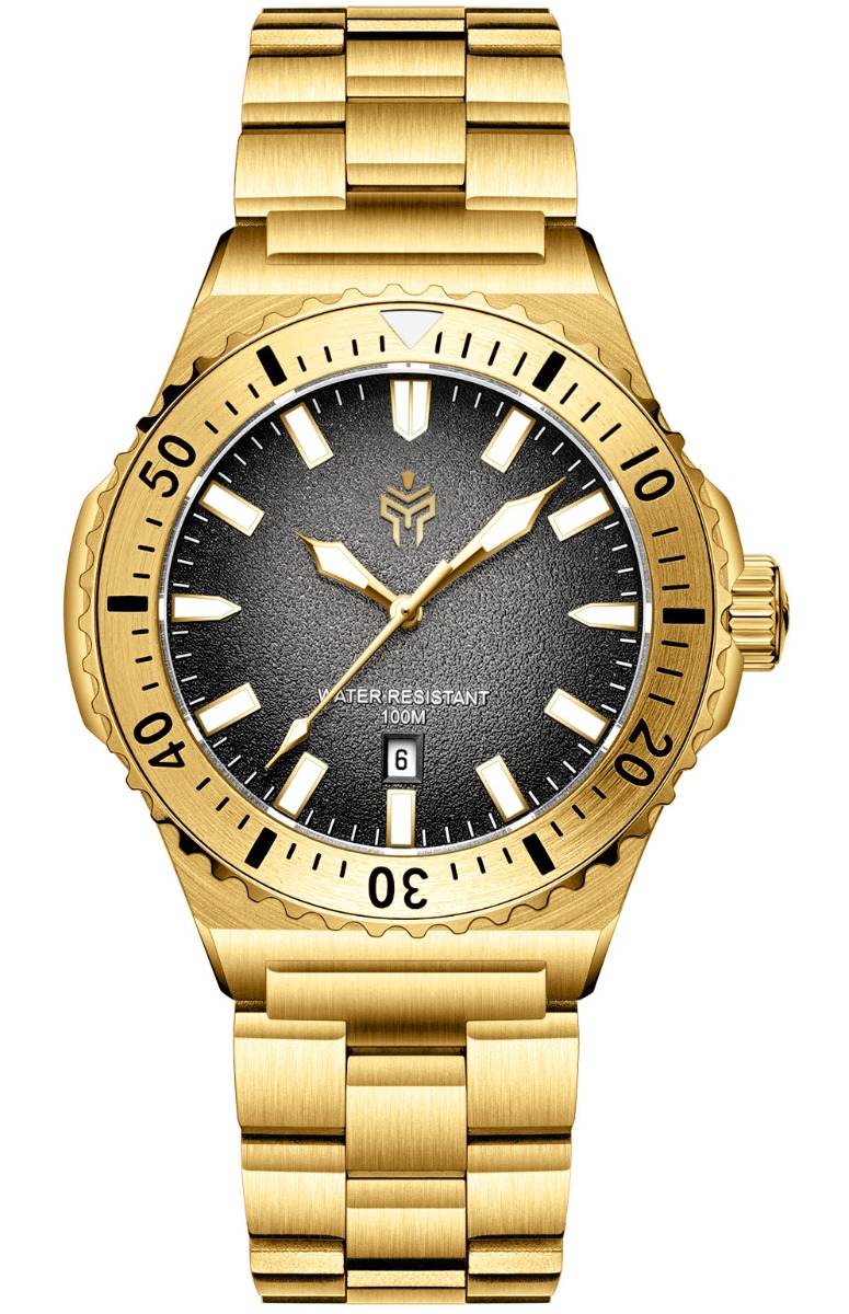 Spartos Myles Gold Black SPW8101 - Quartz - Guld - Herrklocka - Rostfri stål - Härdat mineralglas