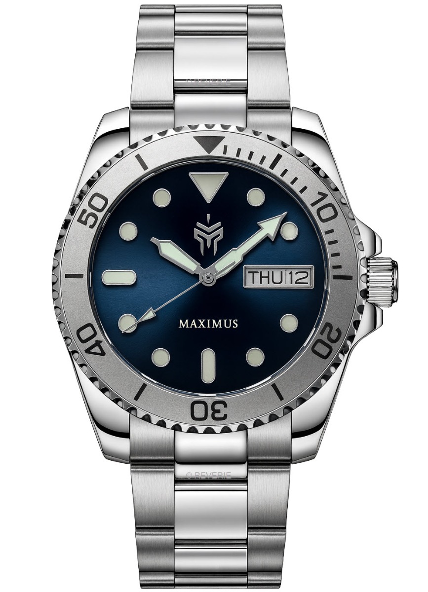 Spartos Maximus Sapphire Deep Blue Sunray 40mm - Quartz - Silver - Herrklocka - Rostfri stål - Safir