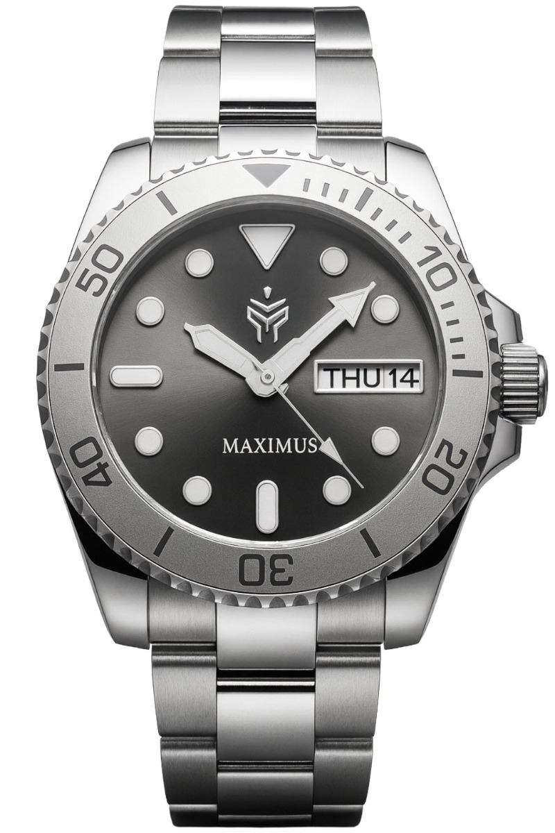 Spartos Maximus Sapphire Gunmetal Sunray 40mm - Quartz - Silver - Herrklocka - Rostfri stål - Safir