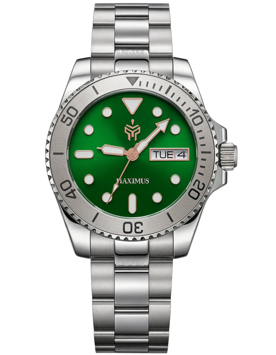 Spartos Maximus Sapphire Racing Green Sunray 40mm - Quartz - Silver - Herrklocka - Rostfri stål - Safir