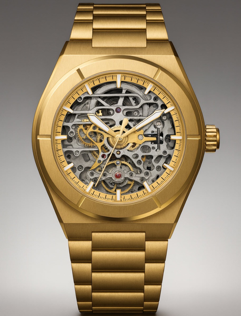 Spartos Molon Labe Skeleton Automatic Sapphire SPW8401 - Automatisk - Guld - Herrklocka - Rostfri stål - Safir